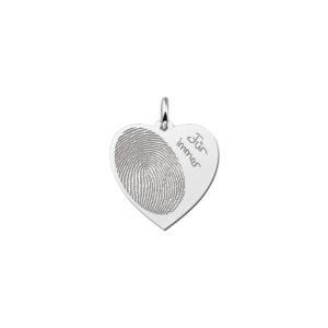 Hartvormige Hanger met Vingerafdruk en Tekst van Zilver Names4ever