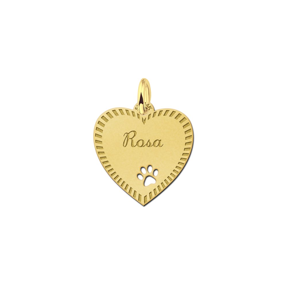 Hartje goud met rand en pootje - Names4ever