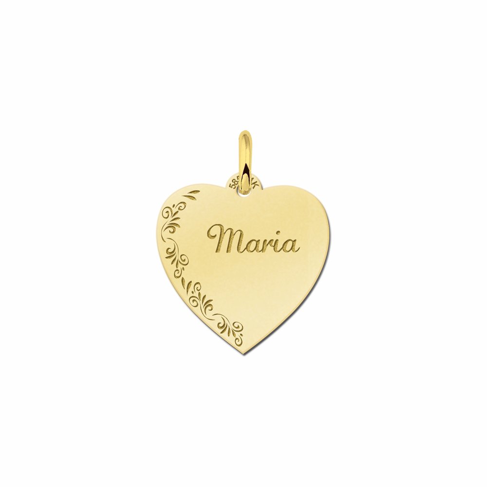 Hart voor ketting met bloemrand - Names4ever