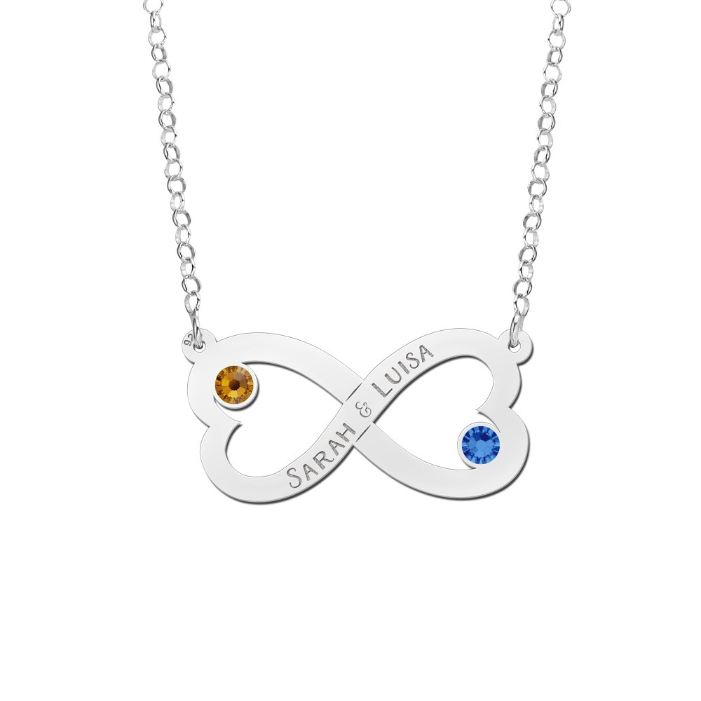 Infinity ketting met geboortesteen van zilver - Names4ever