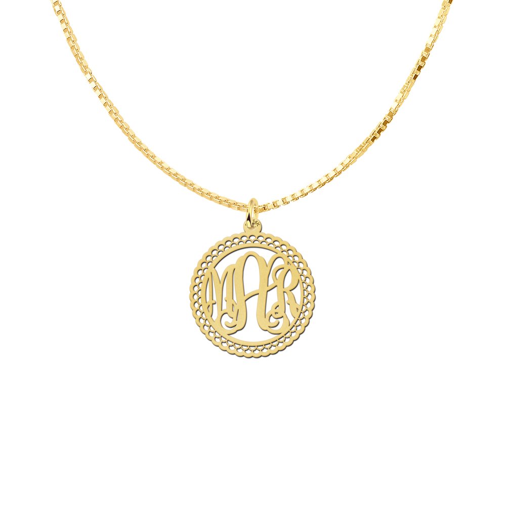 Names4ever Medium Monogram met Sierrand Hanger van Goud GMH008