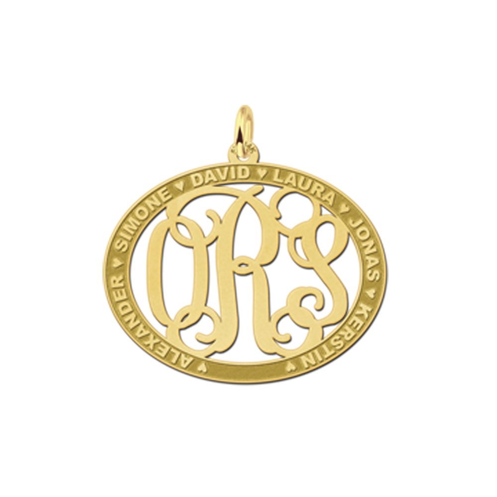 Names4ever Medium Ovale Hanger Monogram met Namen GMH020
