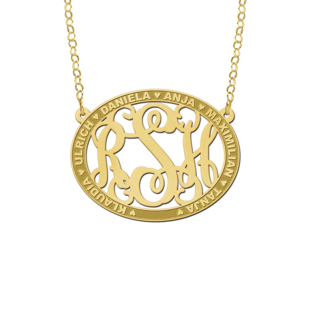 Names4ever Medium Ovale Hanger Monogram met Namen GMH024