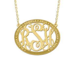 Names4ever Ovale Hanger Monogram met Namen + Ketting GMH023
