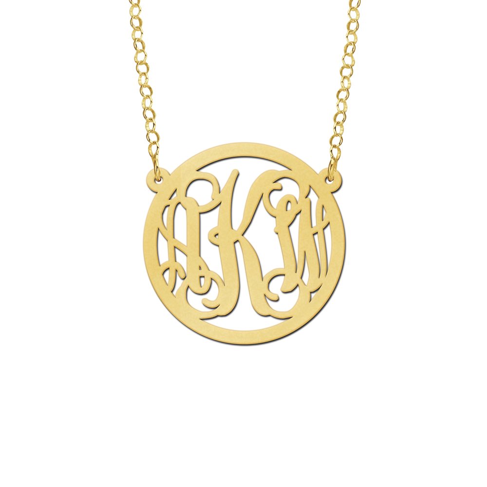 Names4ever Medium Monogram Hanger + Ketting in Goud GMH014