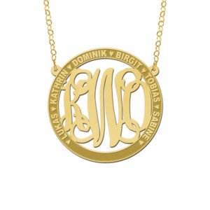 Names4ever Monogram Hanger met Namen + Gouden Ketting GMH021