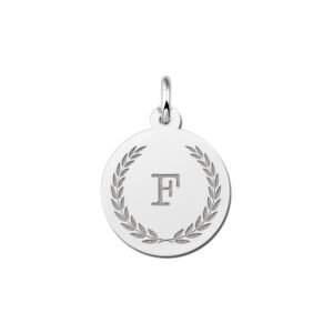 Zilveren Initialen Hanger met Lauwerkrans | Names4ever