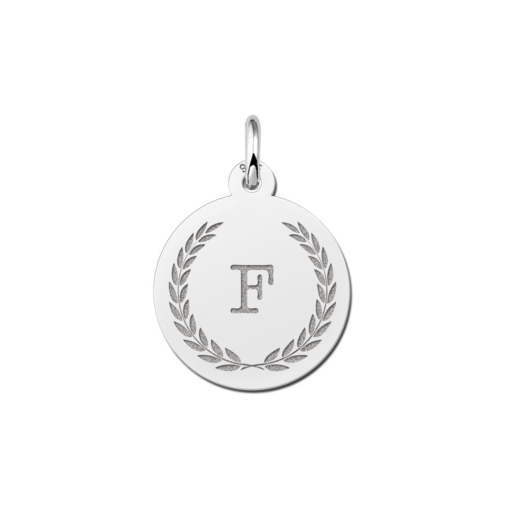 Zilveren Initialen Hanger met Lauwerkrans | Names4ever