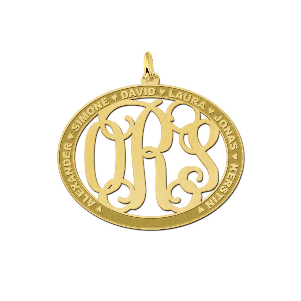 Names4ever Ovale Hanger Monogram met Namen GMH019