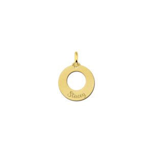Names4ever Kleine Cirkel Hanger van Goud + Graveer Tekst