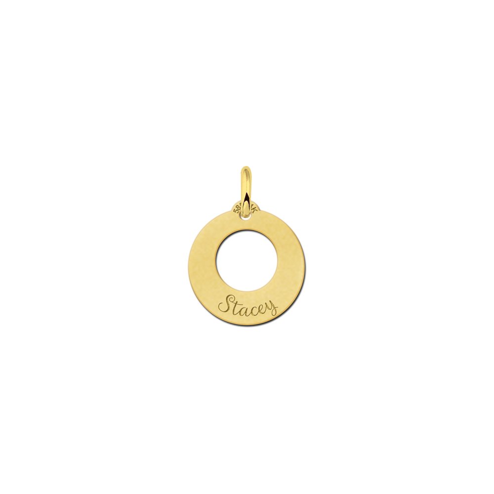 Names4ever Kleine Cirkel Hanger van Goud + Graveer Tekst