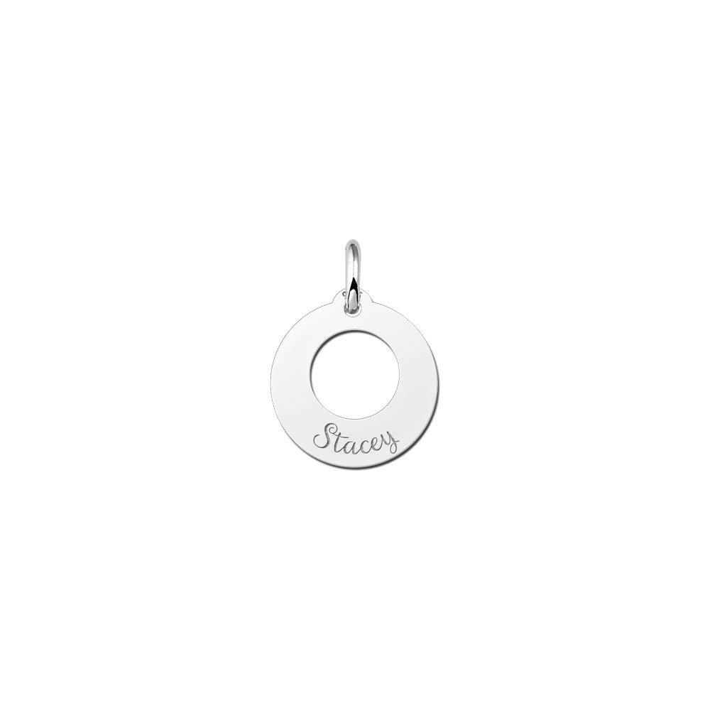 Names4ever Kleine Cirkel Hanger van Zilver + Graveer Naam