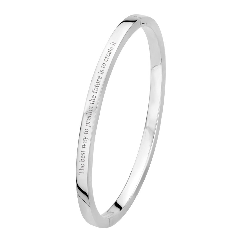 Massief slavenarmband zilver vlak met gravure - Names4ever