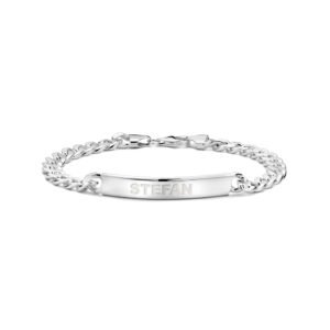 Massieve zilveren herenarmband met naam en gourmetschakels van Names4ever