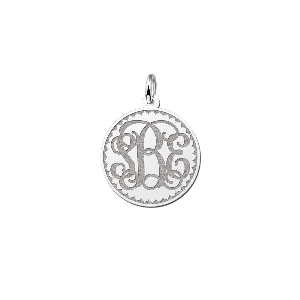 Names4ever Small Monogram Gravure Hanger van Zilver ZMH006