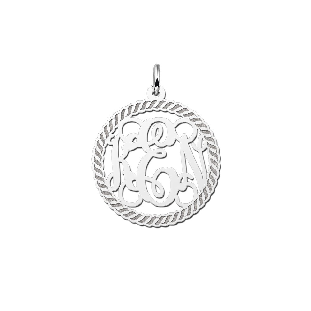 Names4ever Medium Monogram met Initiaal Hanger van Zilver ZMH011