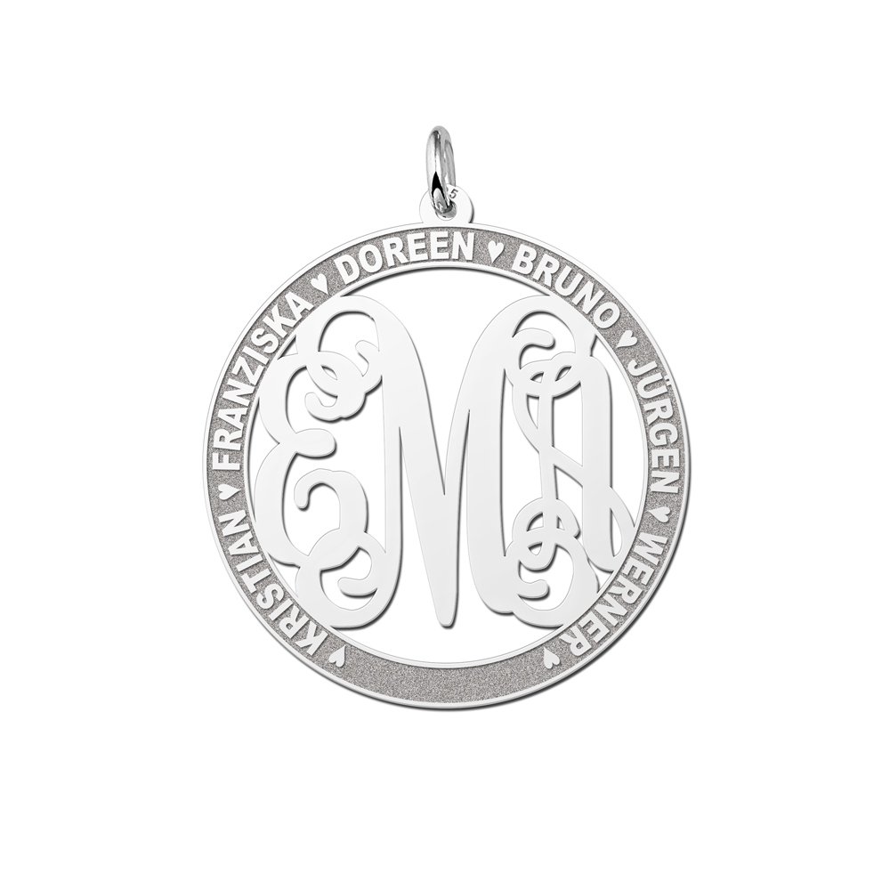 Names4ever Monogram Hanger met Namen van Zilver ZMH017