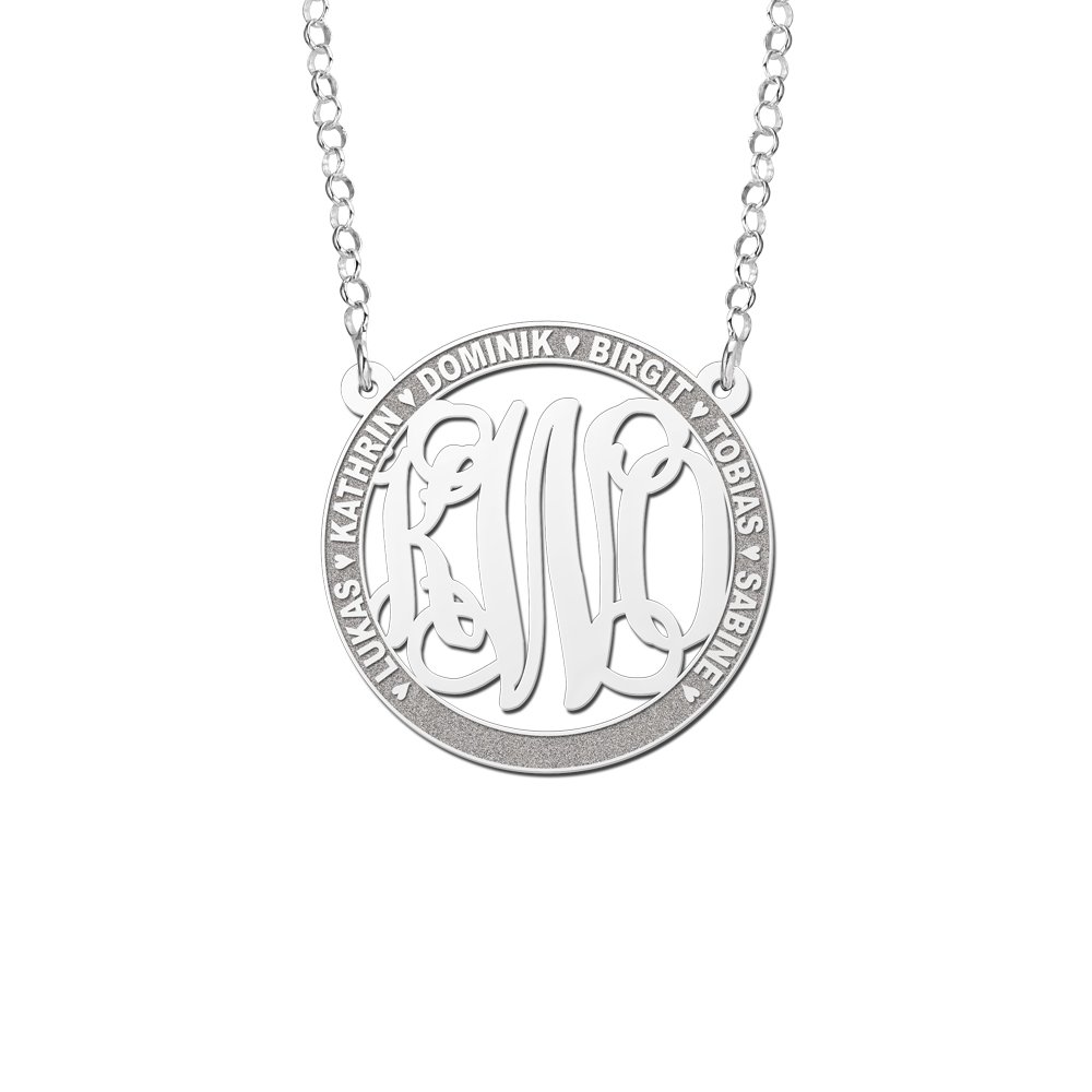 Names4ever Medium Monogram Hanger met Namen + Ketting ZMH022