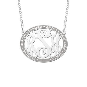 Names4ever Medium Ovale Hanger Monogram met Namen + Ketting ZMH024