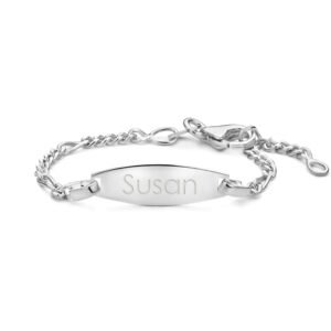 Ovaal Babyarmband figaro van zilver - Names4ever