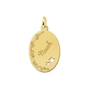 Ovaal gouden naamplaatje met naam graveren large - Names4ever