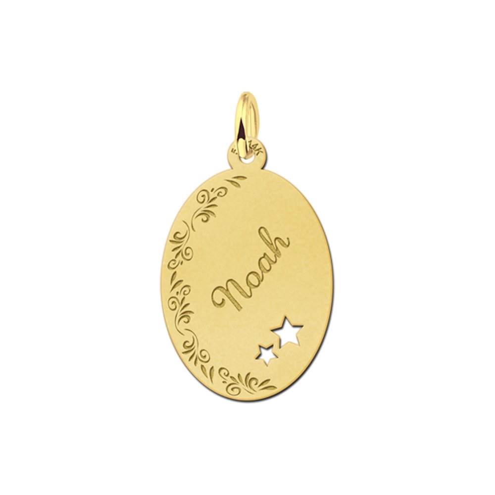 Ovaal gouden naamplaatje met naam graveren large - Names4ever