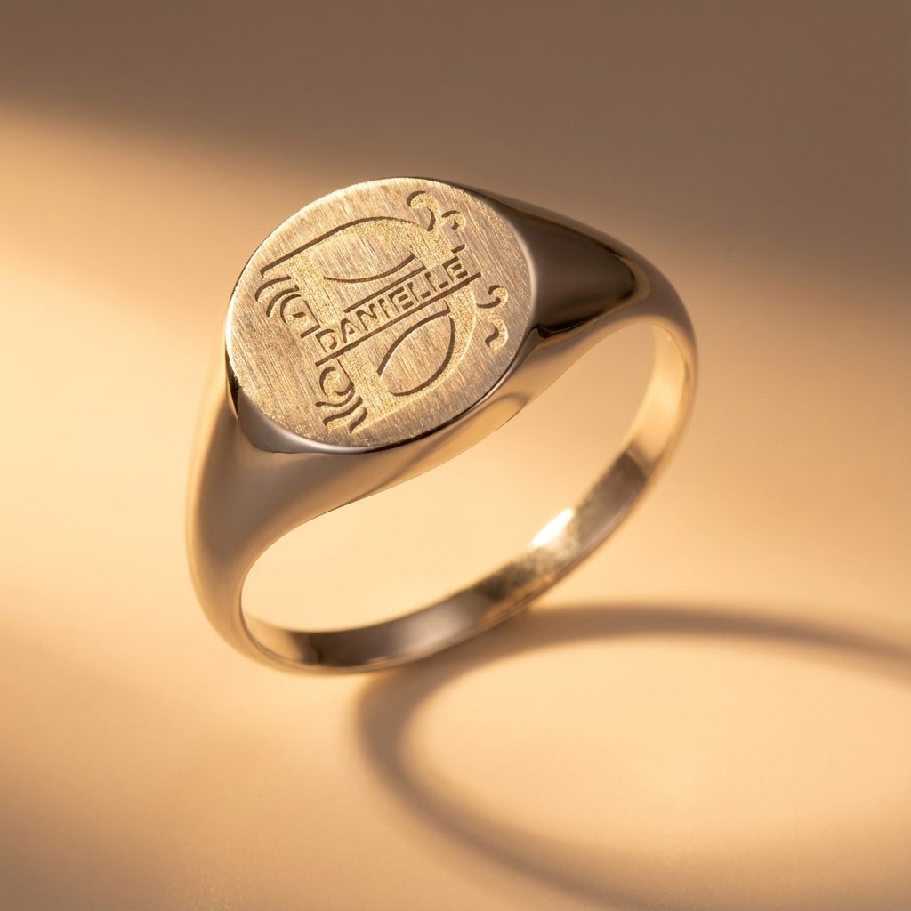 Zilveren Ronde Zegelring met Initiaal en Naam | Names4ever staand