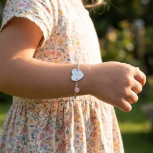 Names4ever Zilveren Baby Armbandje in Hartvorm met Letter model