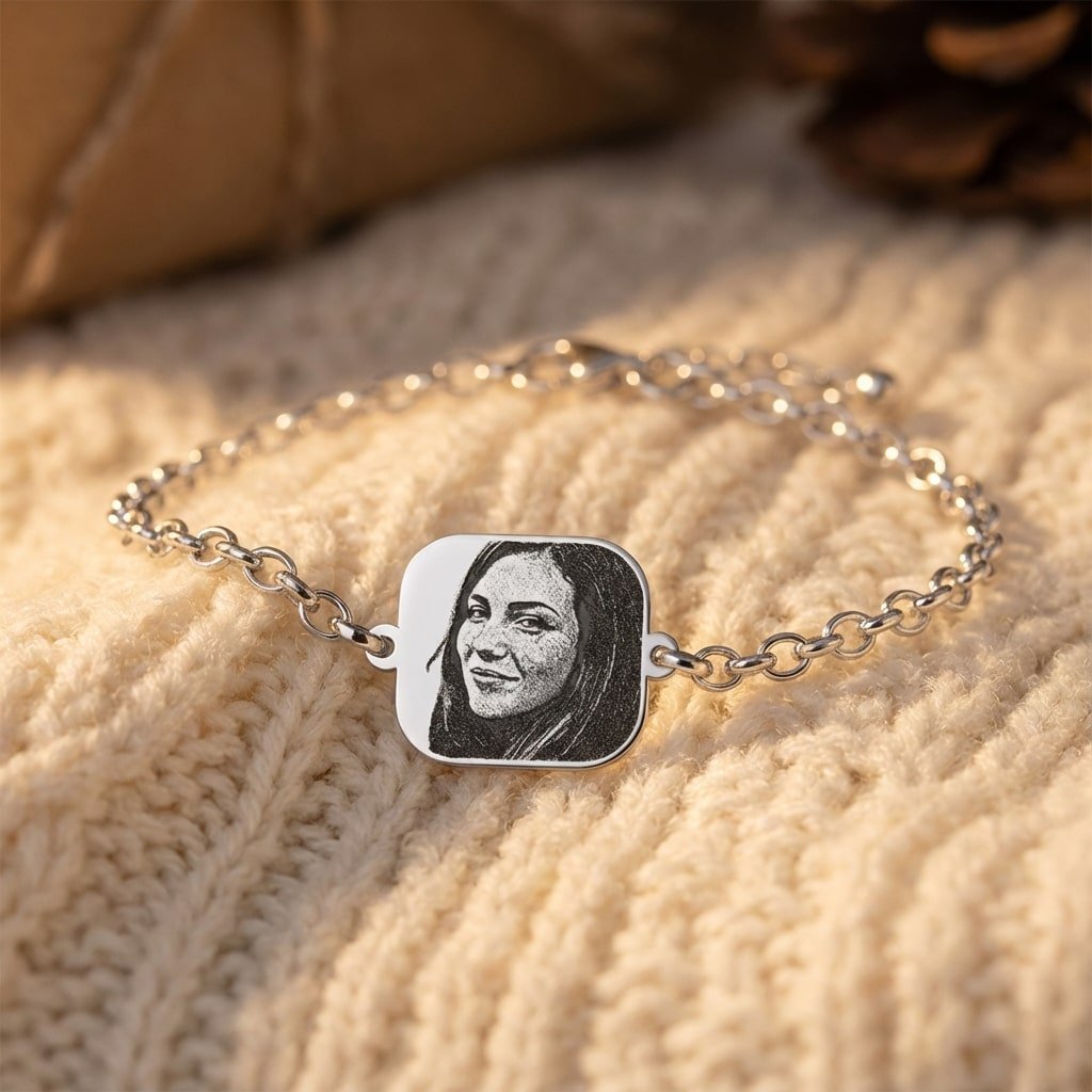 Zilveren Schakelarmband met Fotogravure Plaatje zacht