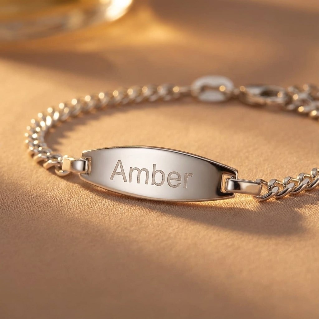 Ovaal Baby jasseron gourmet van zilver – Names4ever liggend