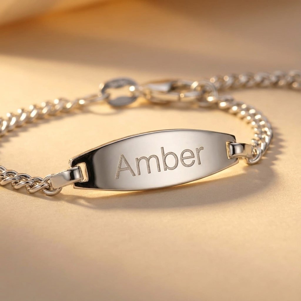 Ovaal Baby jasseron gourmet van zilver – Names4ever liggend