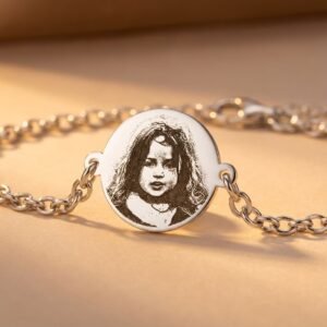 Zilveren Schakelarmband met Rond Fotogravure Plaatje zon