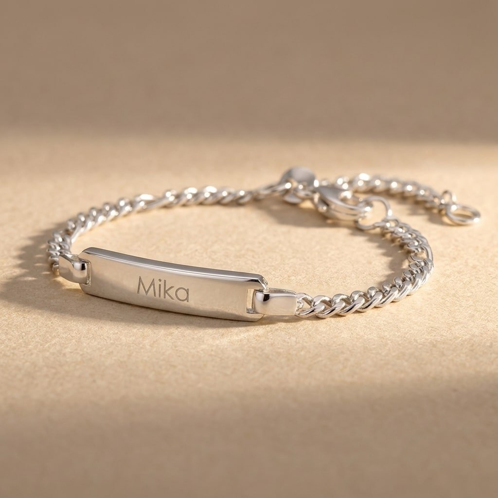 Zilveren Baby armband met naamgravure Figaro – Names4ever zon