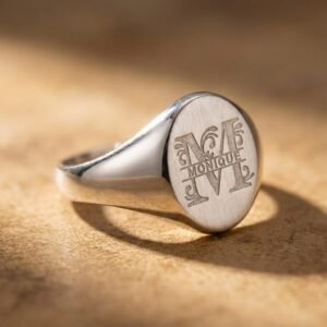 Zilveren Zegelring Ovaal met Initiaal en Naam | Names4ever