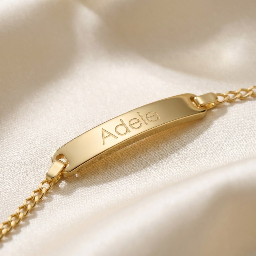 Gouden Baby armband met naamgravure gourmet – Names4ever