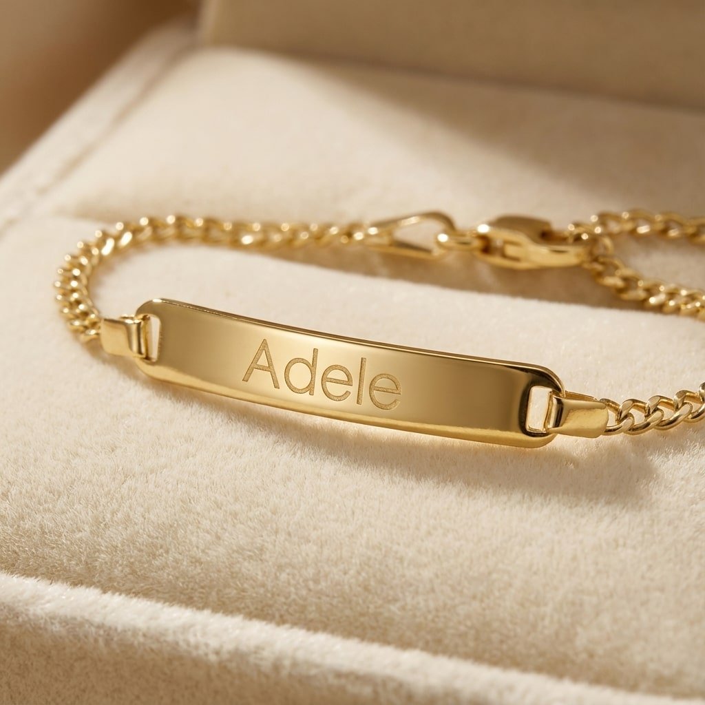 Gouden Baby armband met naamgravure gourmet – Names4ever