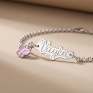 Kerst Sieraden | Zilveren Baby Armbandje met Naamplaatje