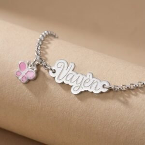 Kerst Sieraden | Zilveren Baby Armbandje met Naamplaatje