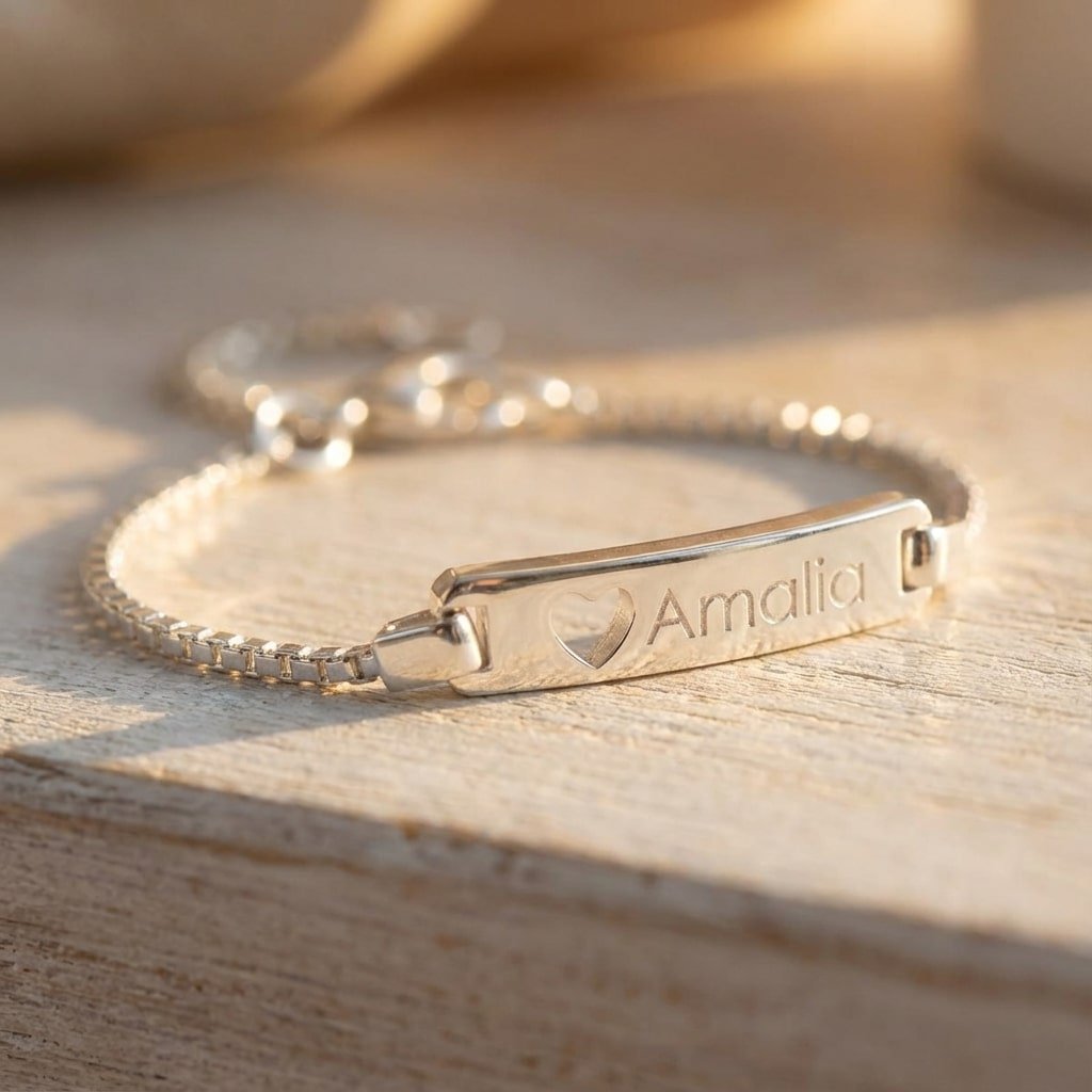 Baby armband van zilver met gravure – Names4ever