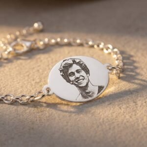 Zilveren Schakelarmband met Ovaal Fotogravure Plaatje