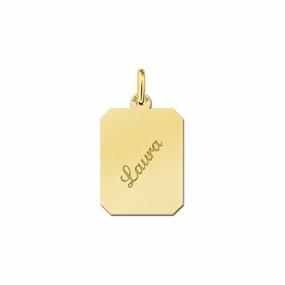 Rechthoekige hanger van goud - Names4ever