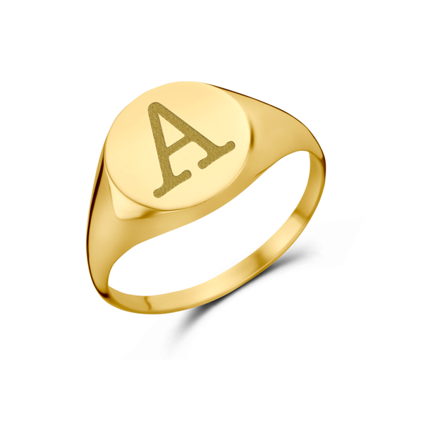 Ronde Gouden Zegelring met Initiaal | Names4ever