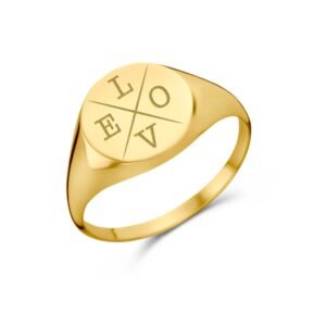 Ronde Gouden Zegelring met Vier Initialen | Names4ever