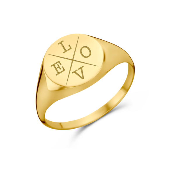 Ronde Gouden Zegelring met Vier Initialen | Names4ever