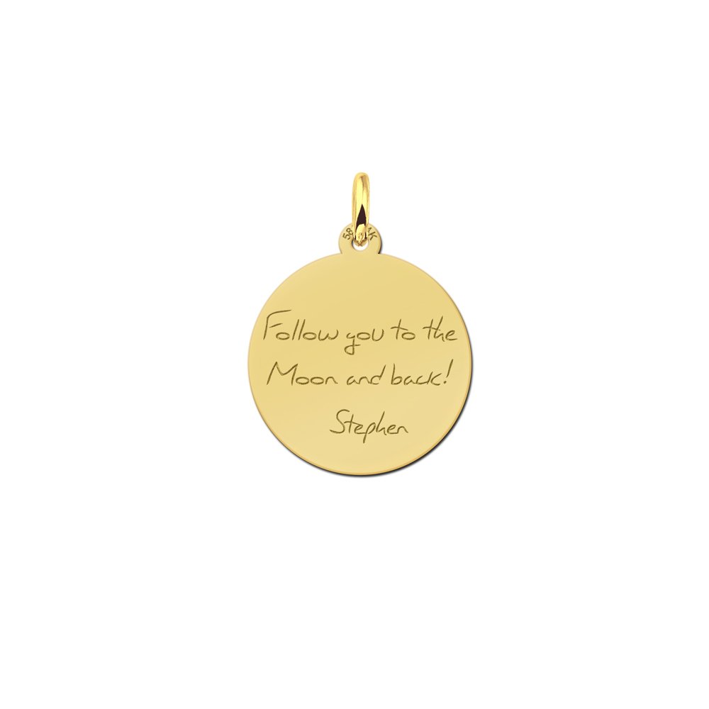 Names4ever Gouden Ronde Graveer Hanger met eigen tekst