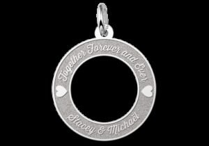 Ronde hanger van zilver met 2 hartjes 20mm. - Names4ever