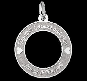 Ronde hanger van zilver met 2 hartjes 20mm. - Names4ever