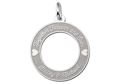 Ronde hanger van zilver met 2 hartjes 20mm. - Names4ever