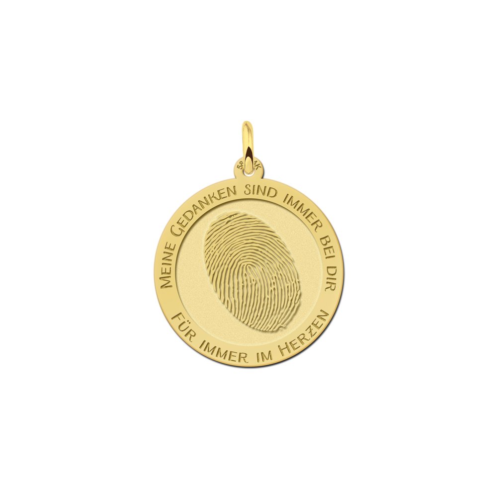 Ronde Hanger met Vingerafdruk en Graveertekst van Goud Names4ever