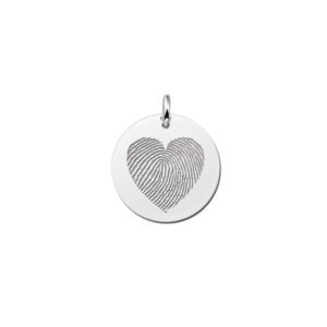 Moederdag Sieraden | Ronde Hanger met Hartvormige Vingerafdruk van Zilver